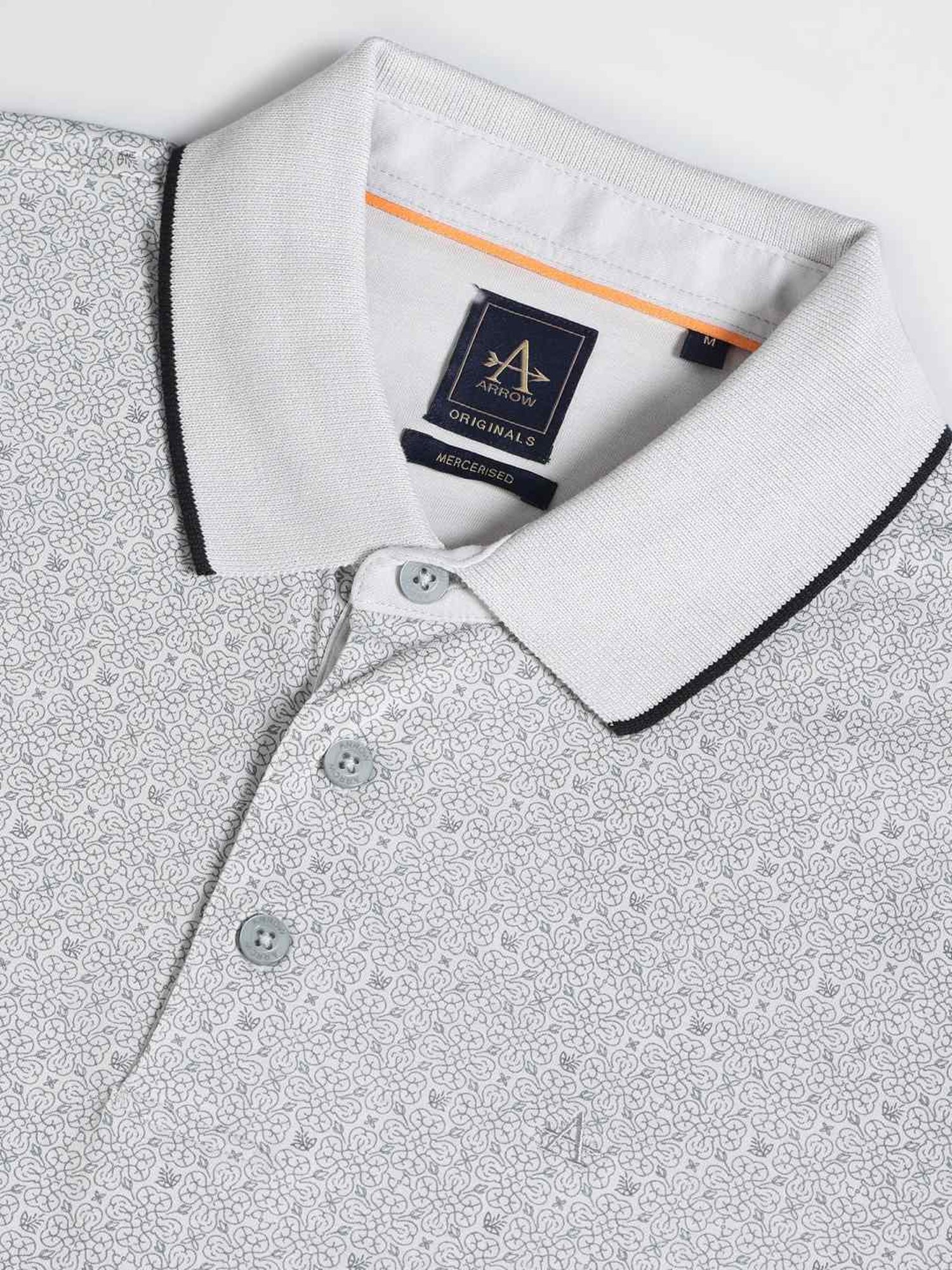 Arrow White Cotton Regular Fit Printed Polo T-Shirt