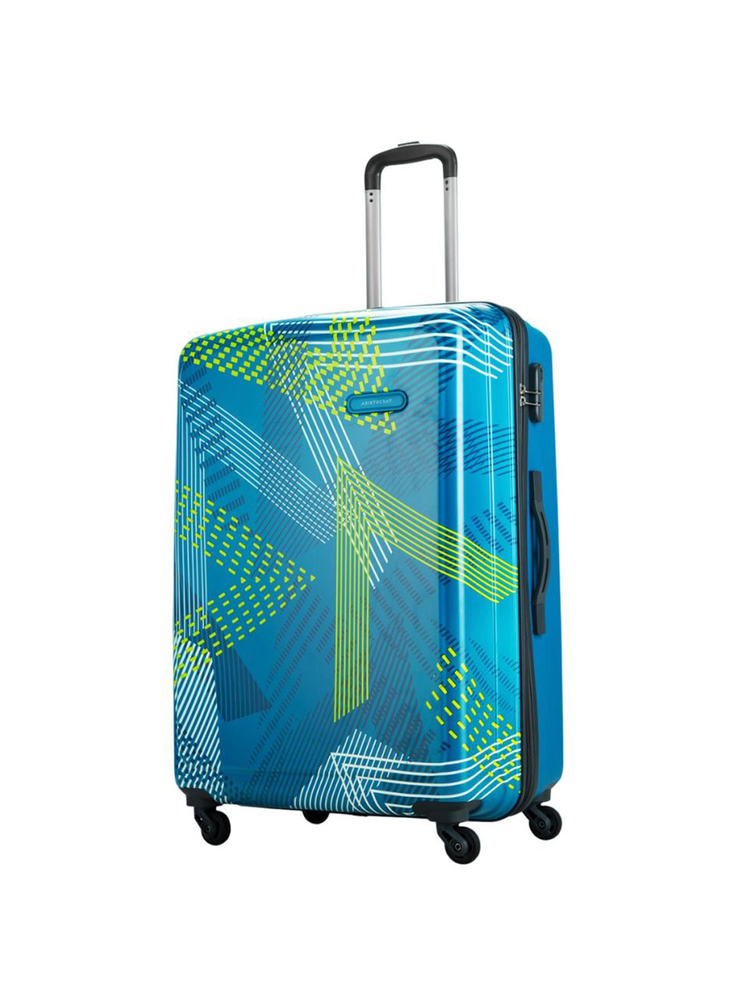Aristocrat Dual Edge Blue Printed Hard Large Trolley Bag - 33 cm