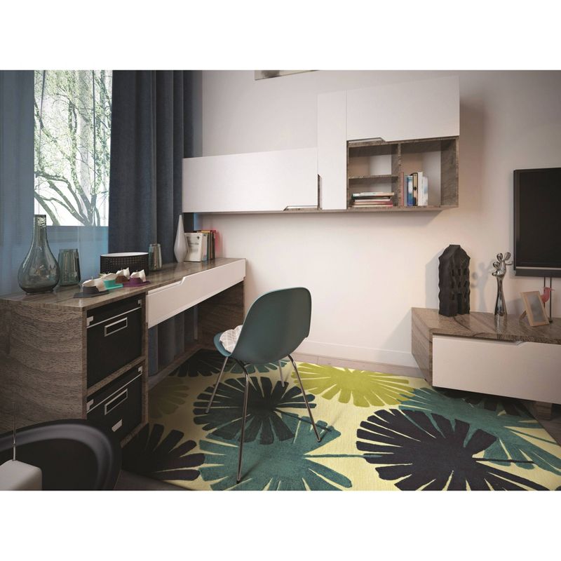 8' x 10' Le Soliel Spring Outdoor Rug Blue/Green - Linon