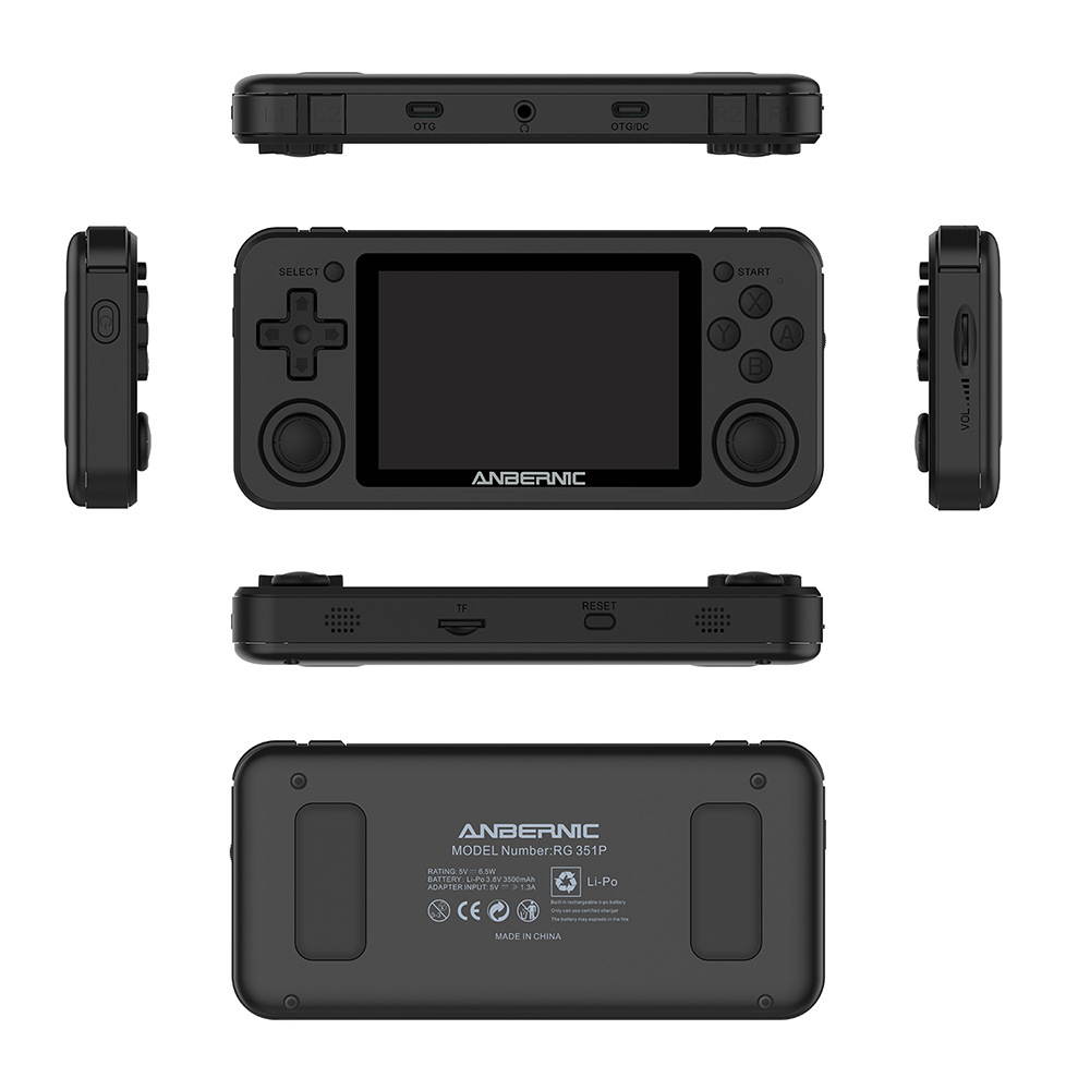 ANBERNIC RG351P 64GB 2500 Games IPS HD Handheld Game Console Support for PSP PS1 N64 GBA GBC MD NEOGEO FC Games Player 64Bit RK3326 Linux System OCA Full Fit Screen