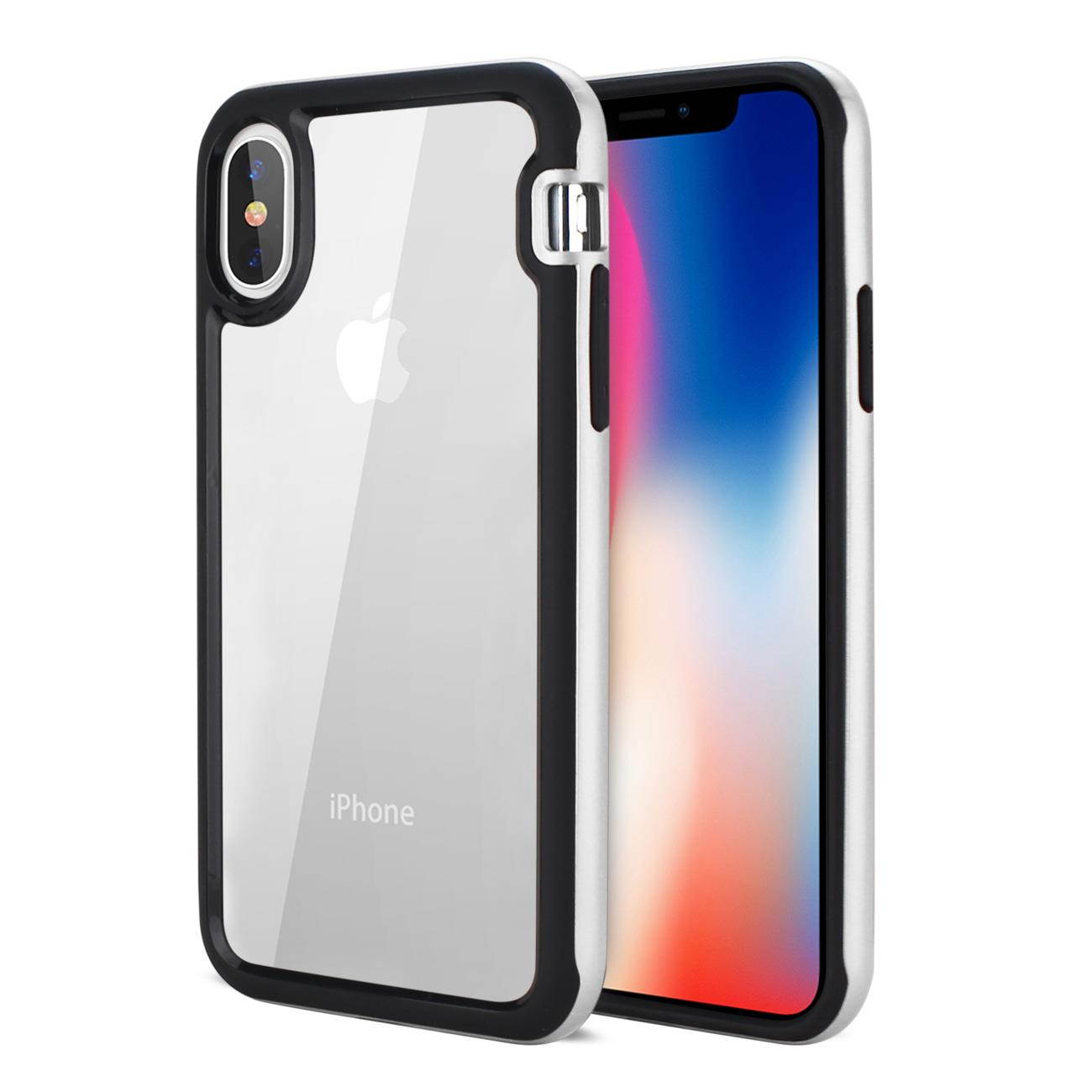 Reiko iPhone X/iPhone XS Hard Transparent Plastic TPU Case In Clear Silver