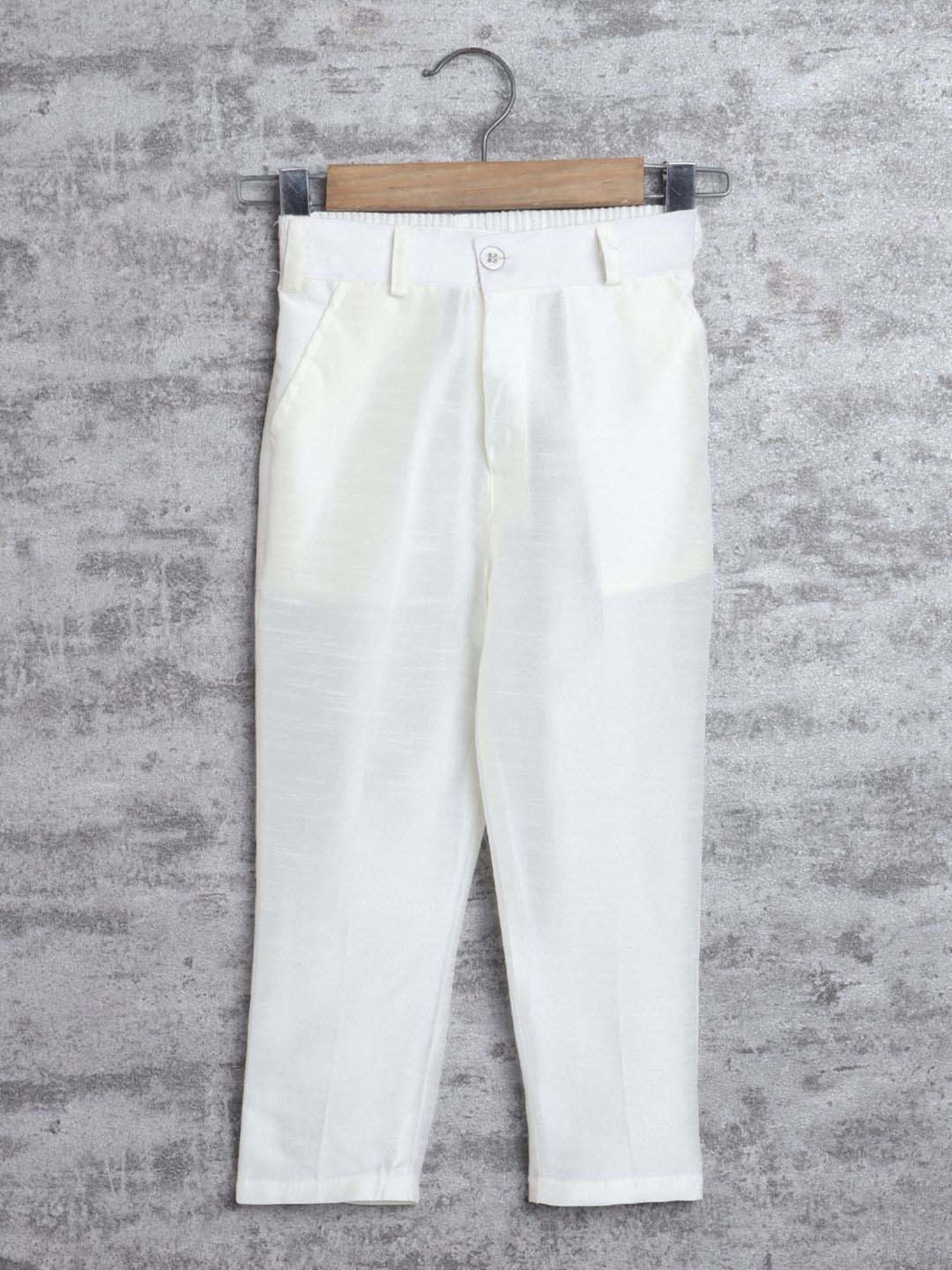 Ahhaaaa Kids Orange & White Cotton Handloom Full Sleeves Kurta Set