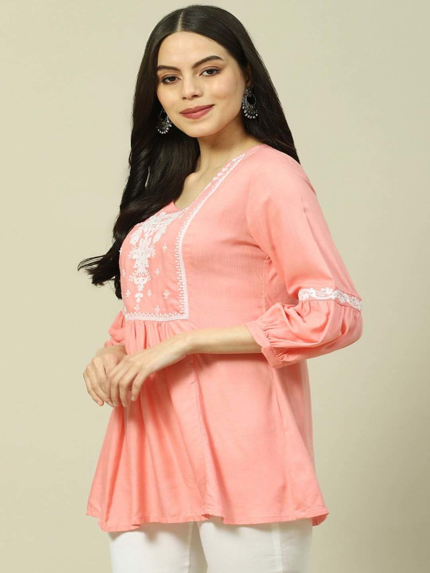 Rangriti Pink Embroidered Top