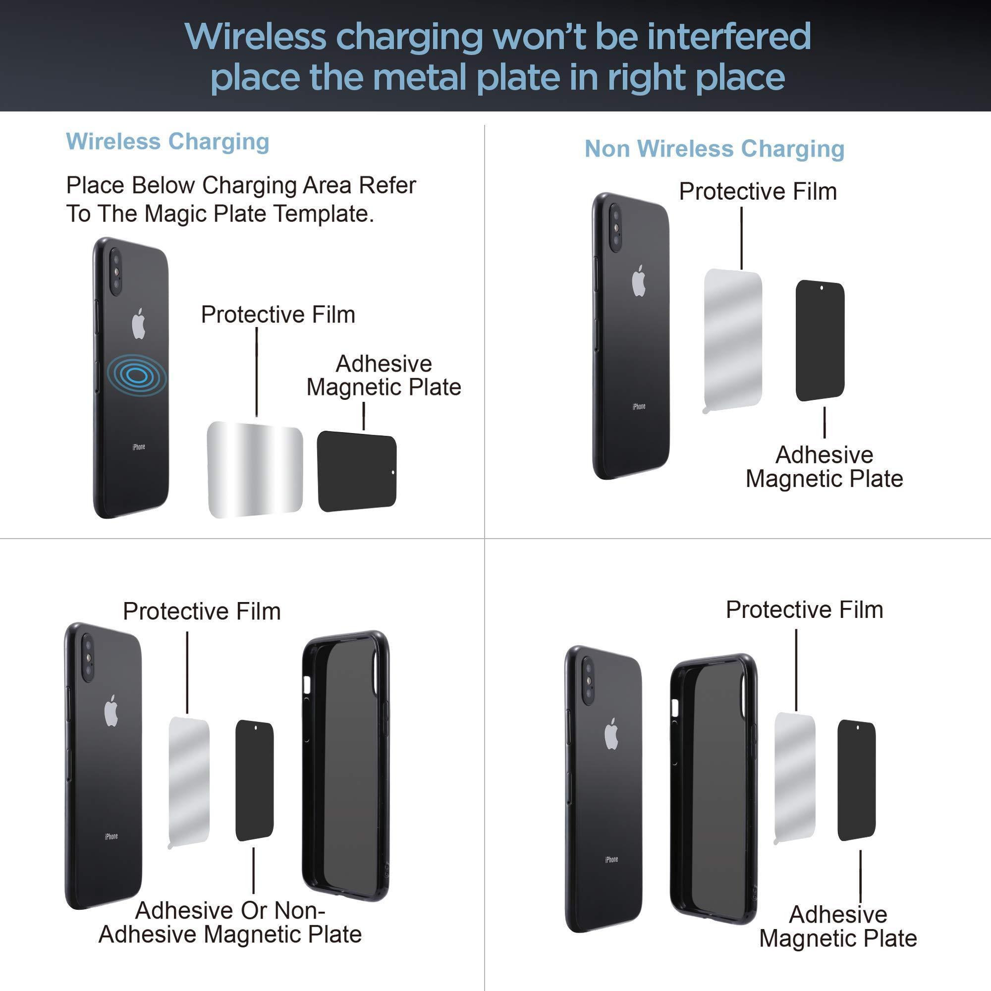 ipow long arm universal magnetic cradle windshield dashboard cell phone mount holder with 4 metal plates, soft firm goose arm a