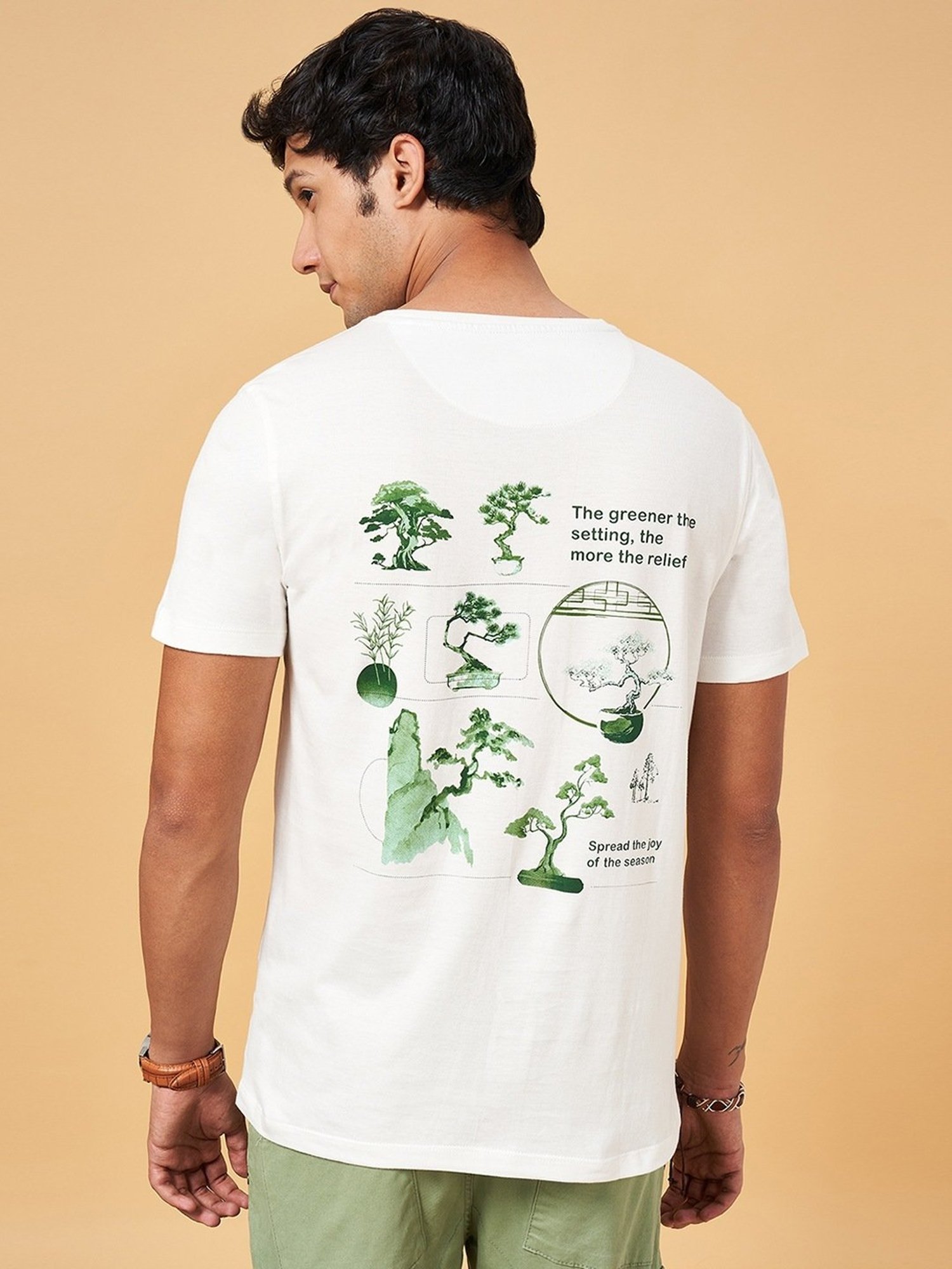 Urban Ranger by Pantaloons White Cotton Slim Fit Printed T-Shirt