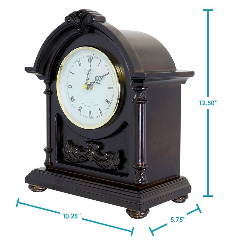 Bedford Clock Collection Wood Mantel Clock with Chimes