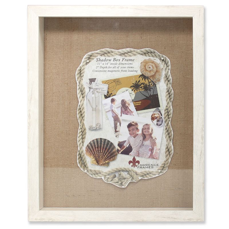 11"x14" Burlap Display Board Front Hinged Shadow Box Frame Ivory - Lawrence Frames