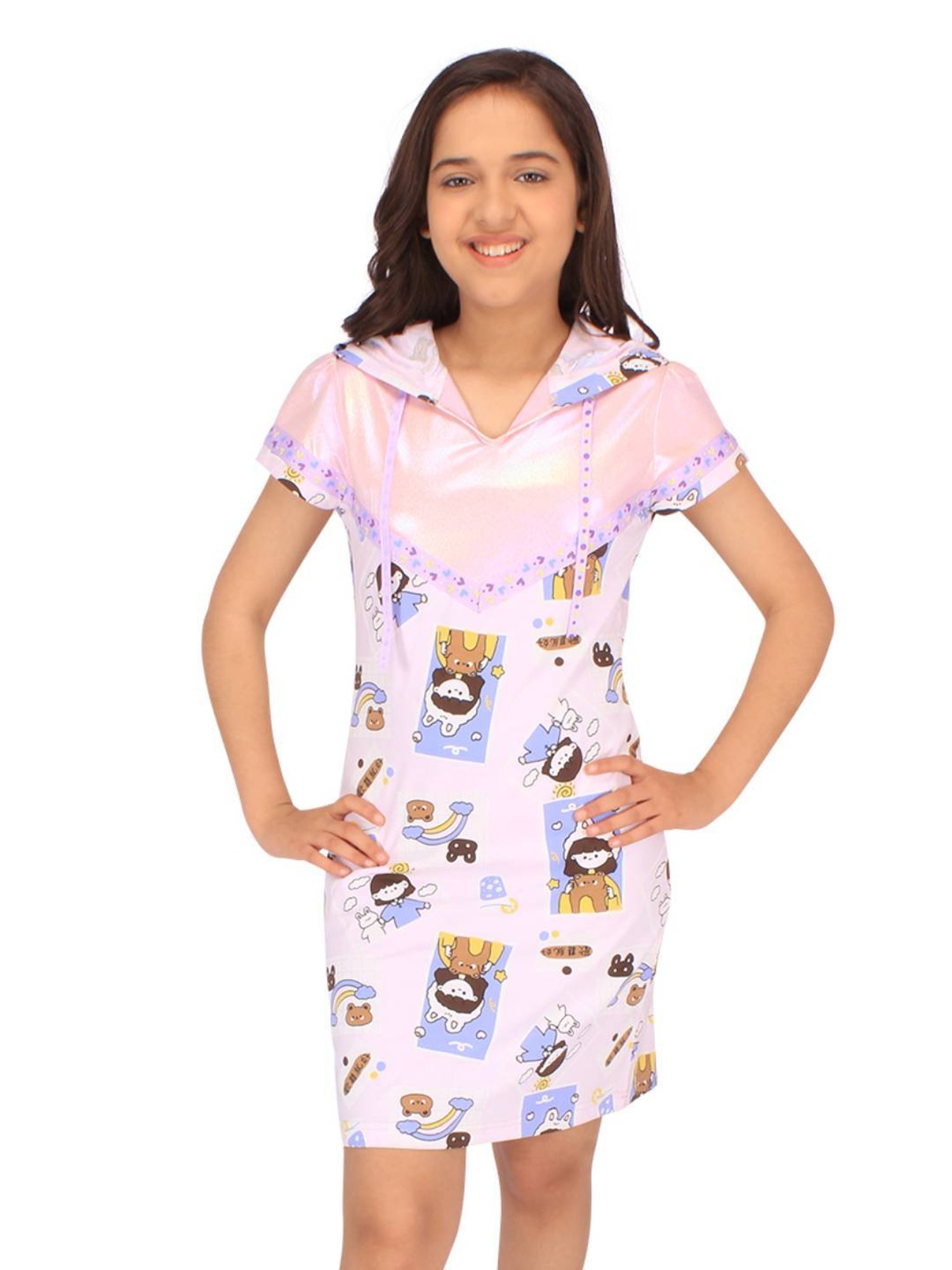 Cutecumber Kids Light Purple Printed Shift Dress