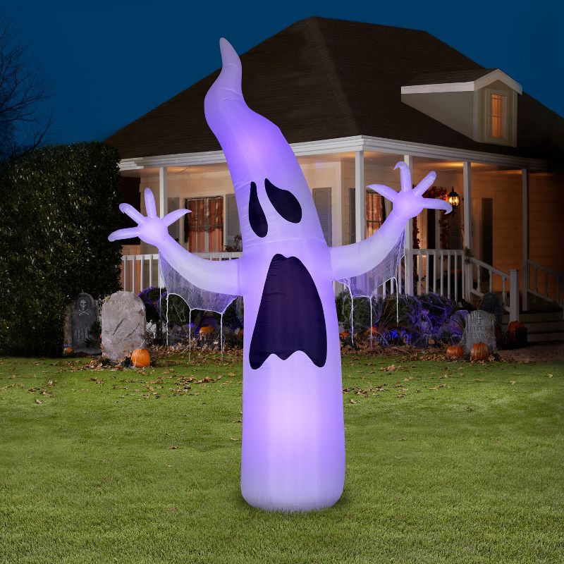 Gemmy Lightshow Airblown ShortCircuit Ghoul Ghost Giant (Black Light) , 12 ft Tall, white