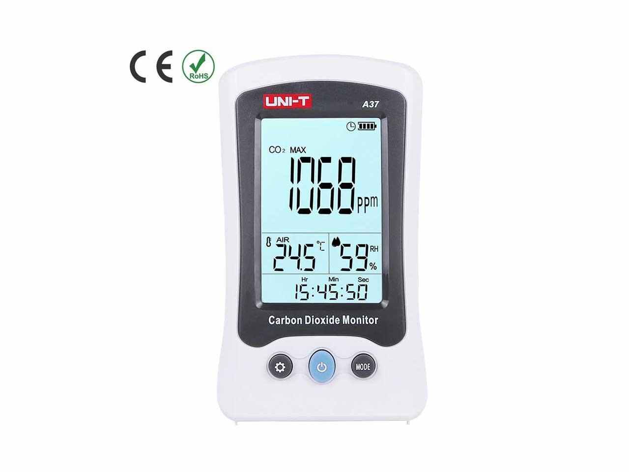 UNI-T A37 CO2 Meter; Carbon Dioxide Detector CO2 concentration/temperature/humidity detector / home / industrial / laboratory Test & Measurement Tools Carbon Dioxide Detector