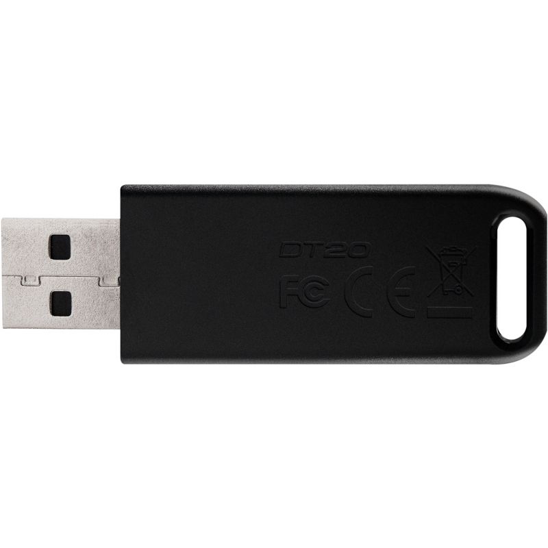 Kingston 64GB DataTraveler 20 DT20 USB 2.0 Type A Flash Drive - 64 GB - USB 2.0 Type A - Black - 3 Year Warranty