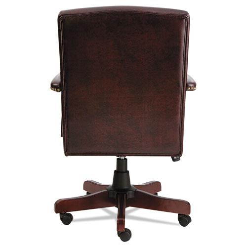 Alera Traditional Series Mid-Back Chair, Mahogany Finish/oxblood Vinyl