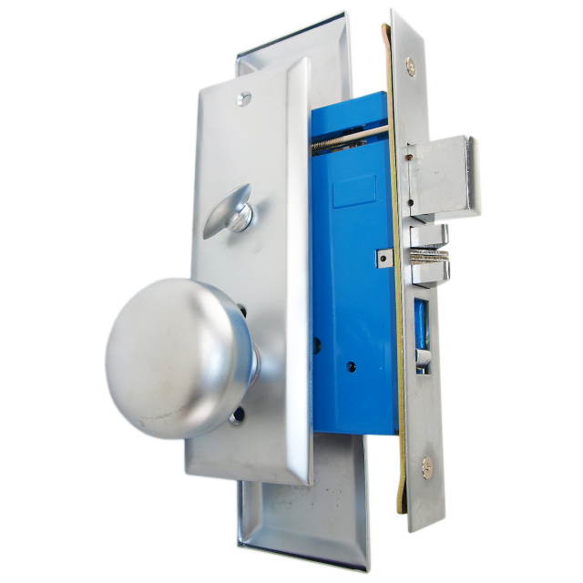 Maxtech (Marks New Yorker 7NY10A/26D Like) 1033BF26DR Satin Chrome Right Hand Heavy Duty Mortise Entry Lockset Screwless Knobs Thru-Bolted, 2-3/4" Lock Set