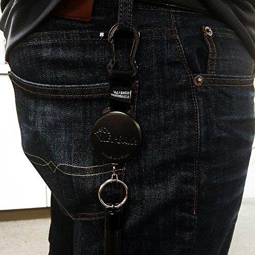 Key-Bak SECURIT XD Retractable Key Holder, 28" Kevlar Cord, 20 oz. Retraction, Durable Polycarbonate Case, Zinc Alloy Carabiner, Split Ring, Black