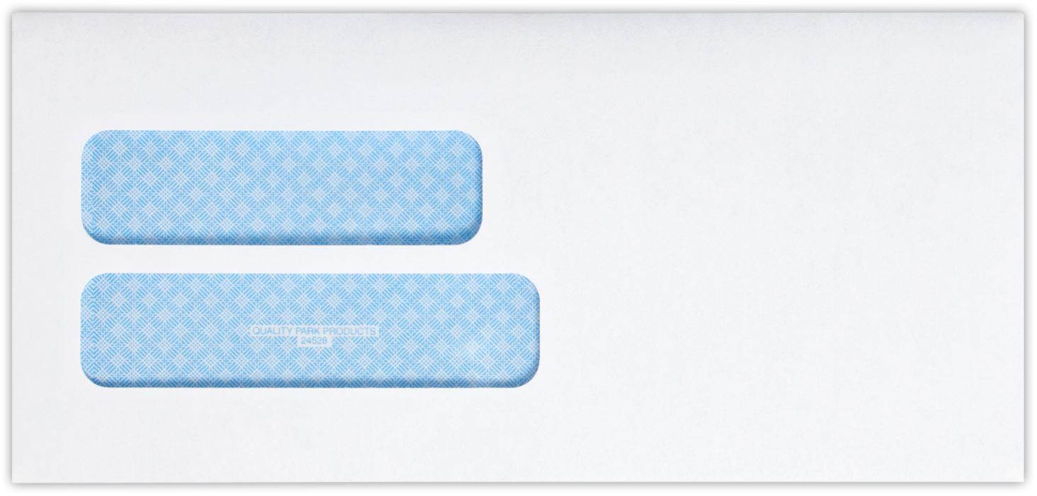 4 1/8 x 8 7/8 Double Window Envelopes - 24lb. Bright White w/ Sec. Tint (1000 Qty.)