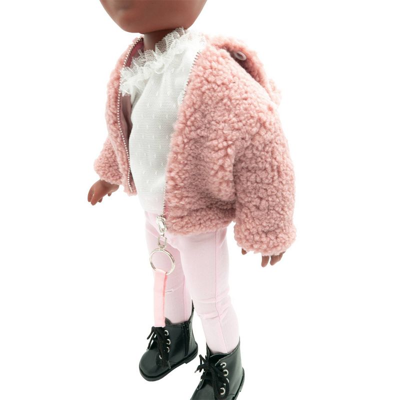 I'M A GIRLY Pink Short Plush Jacket Outfit- Fits I'M A GIRLY 18" Fashion Doll