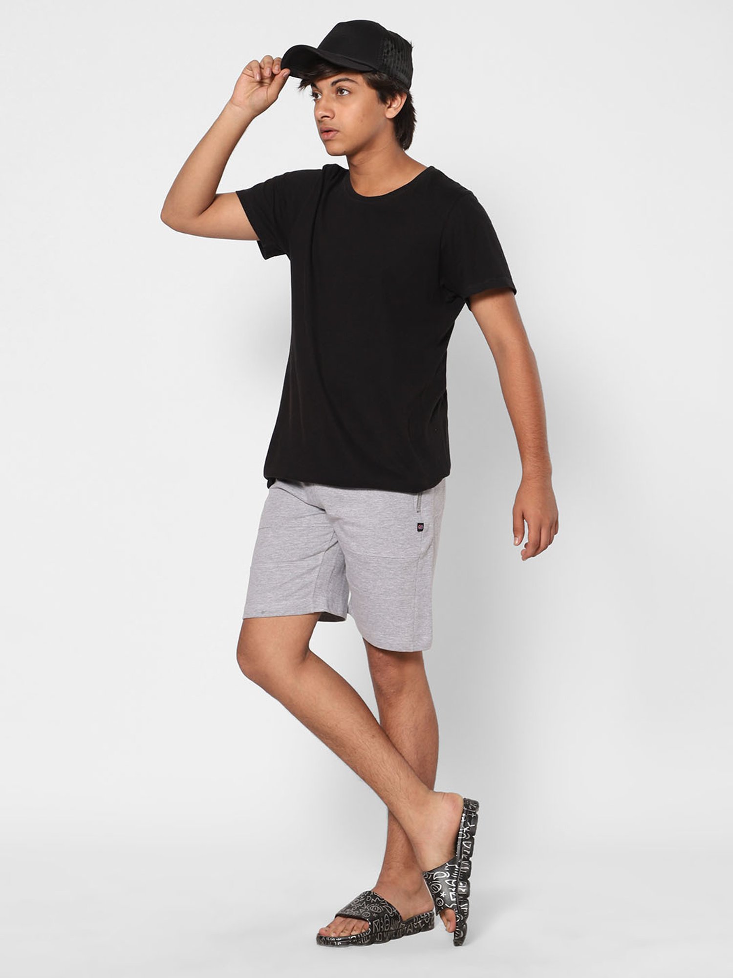 TeenTrums Boys Grey Textured Shorts