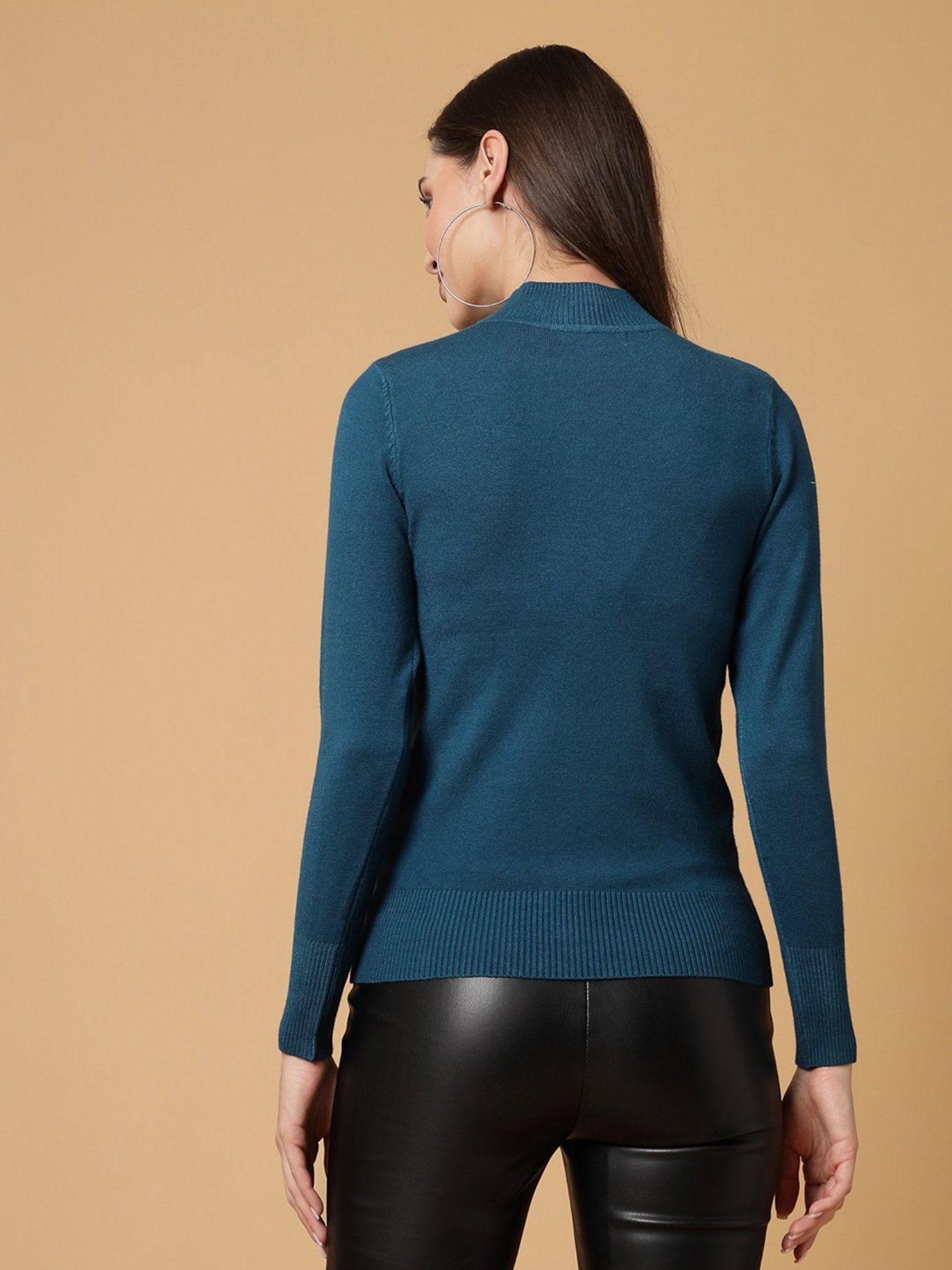 Mafadeny Teal Regular Fit Pullover