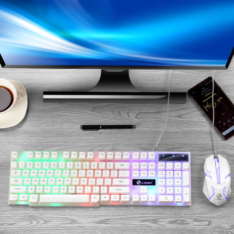 ESports Keyboard & Key Mouse Set Gaming USB Rainbow LED Backlight USB Adapter