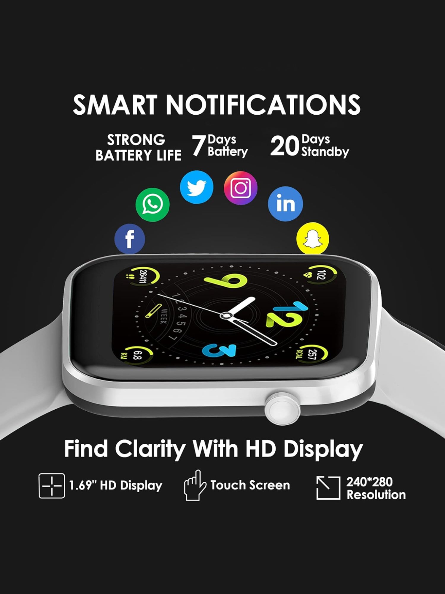Probus P15 Full Touch Screen Smartwatch (Grey)