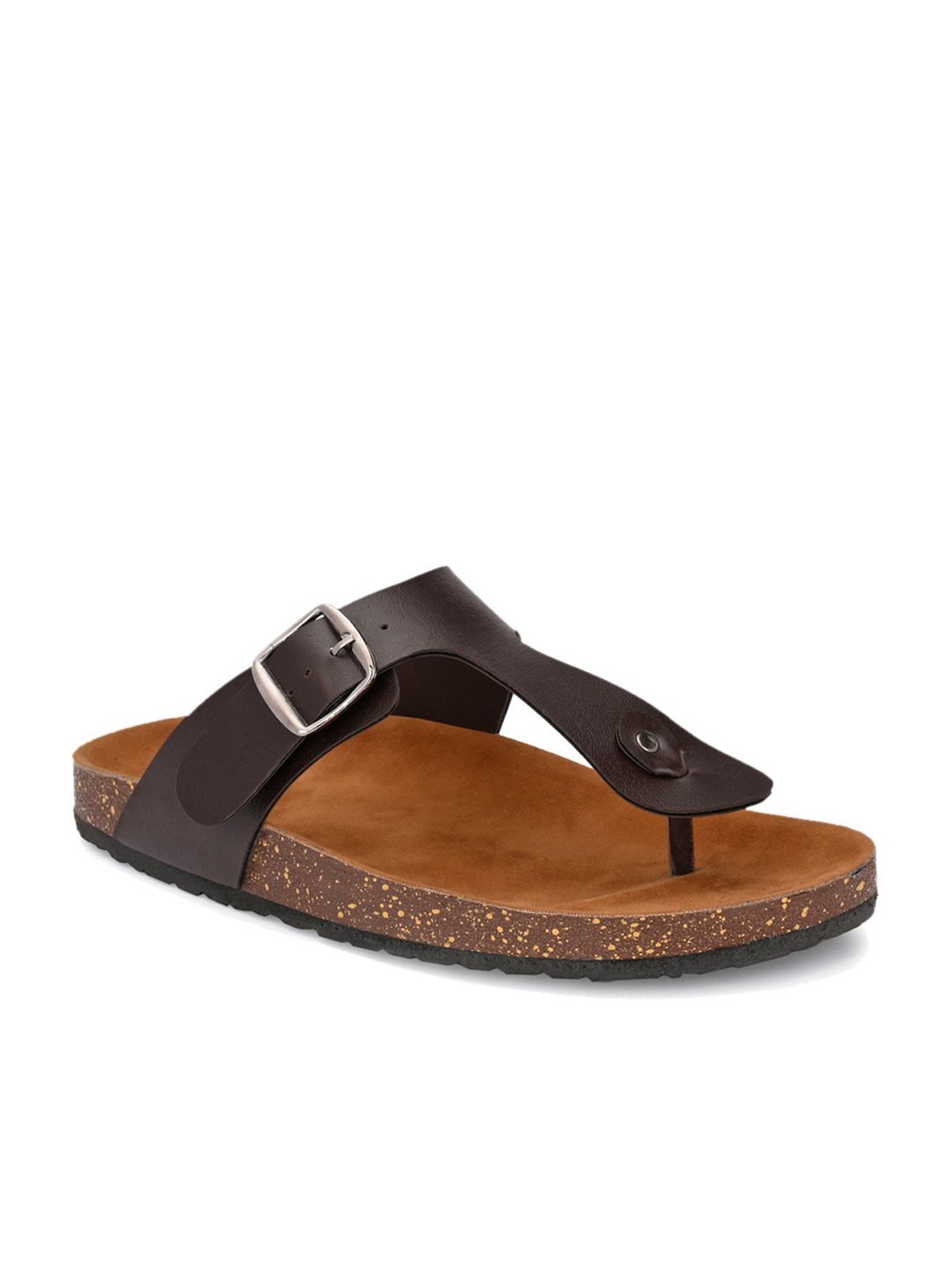 El Paso Men's Brown T-Strap Sandals