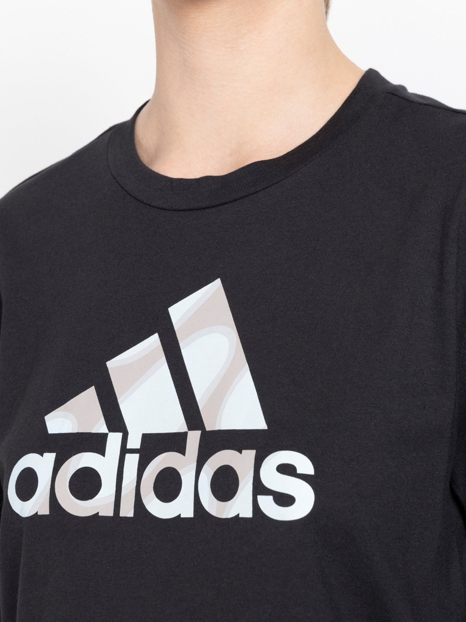 adidas Black Cotton Printed T-Shirt