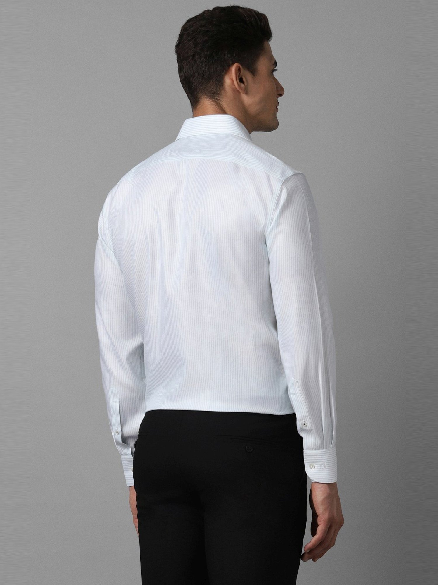 Luxure By Louis Philippe Blue Cotton Regular Fit Striped Shirt