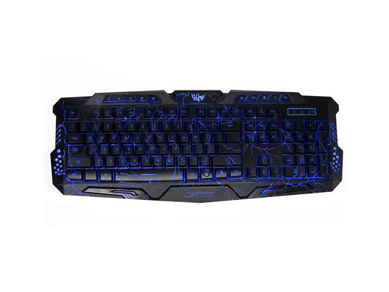 A878 114-Key LED Backlit Wired USB Gaming Keyboard with Cracking Pattern Black