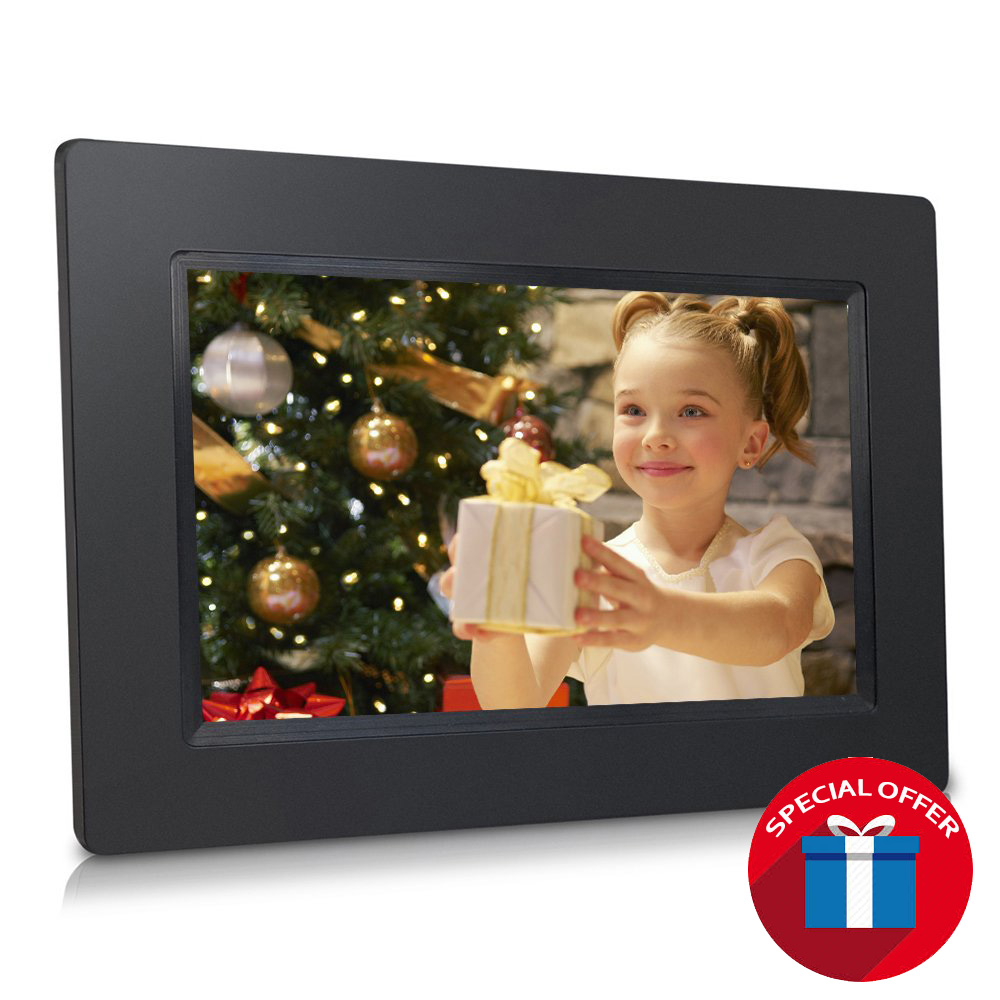 7" Smart WiFi Cloud Digital Photo Frame, touch screen operation, free Cloud storage, real-time photos, Movie, Social Media, Browser, all apps