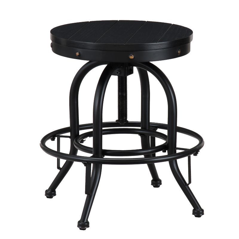 Industrial Adjustable Height Swiveling Stool Black - Aiden Lane