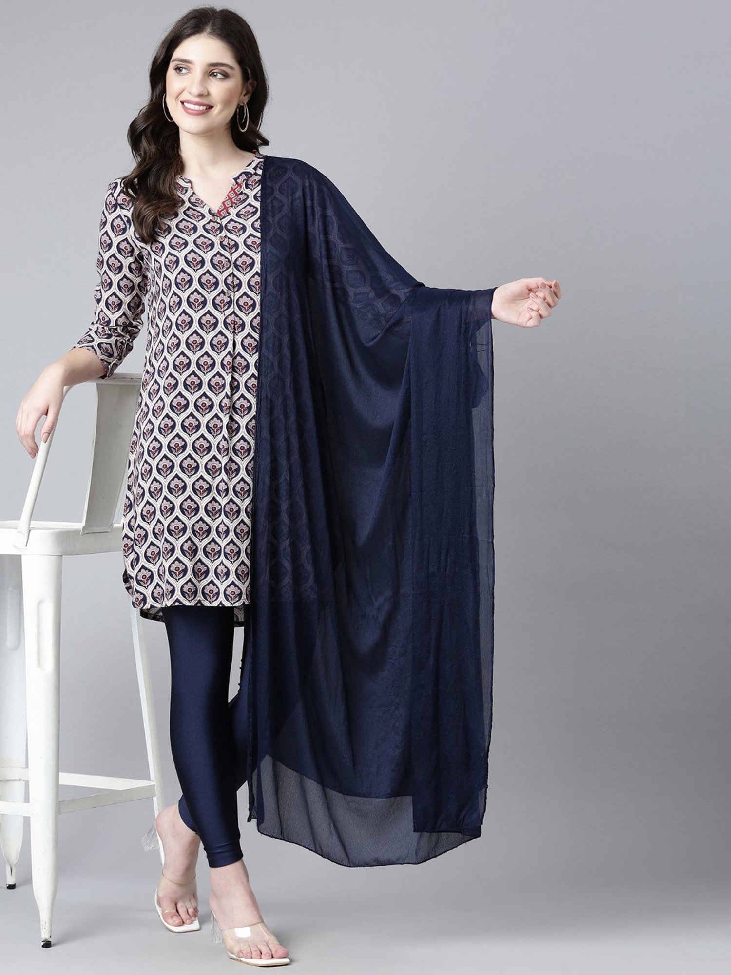 TWIN BIRDS Navy & Gold Dupatta - Pack of 2