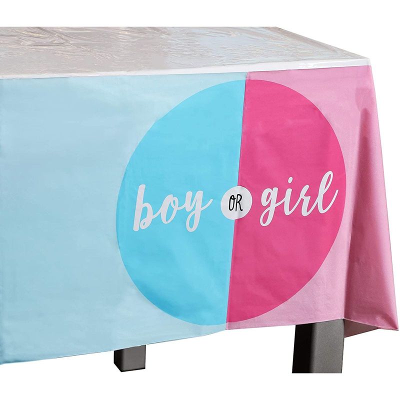 Blue Panda 3 Pack Boy or Girl Gender Reveal Party Table Cloth Cover Baby Shower Party Decorations
