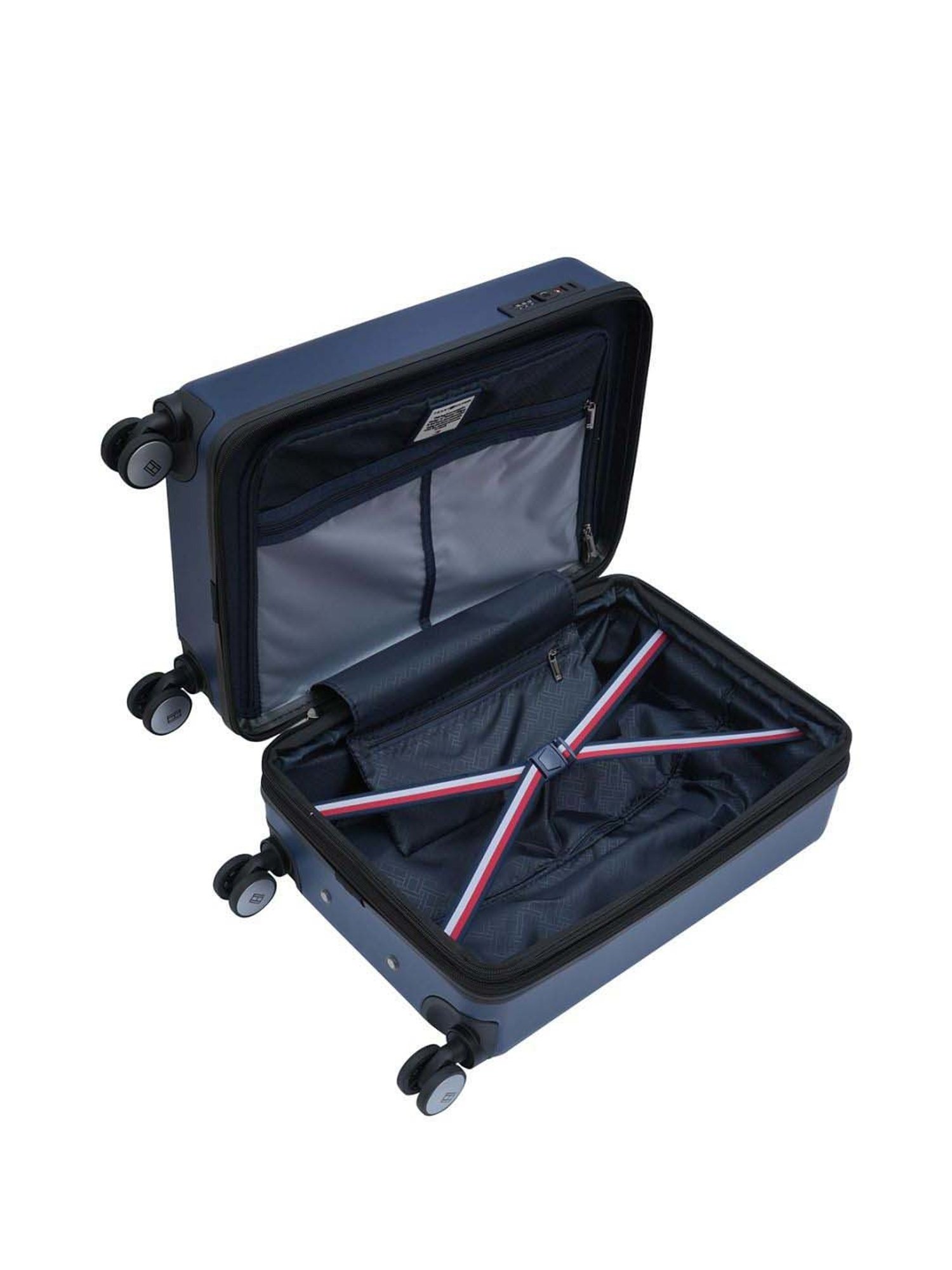 Tommy Hilfiger Empire X Navy Textured Hard Cabin Trolley Bag - 57 Cms