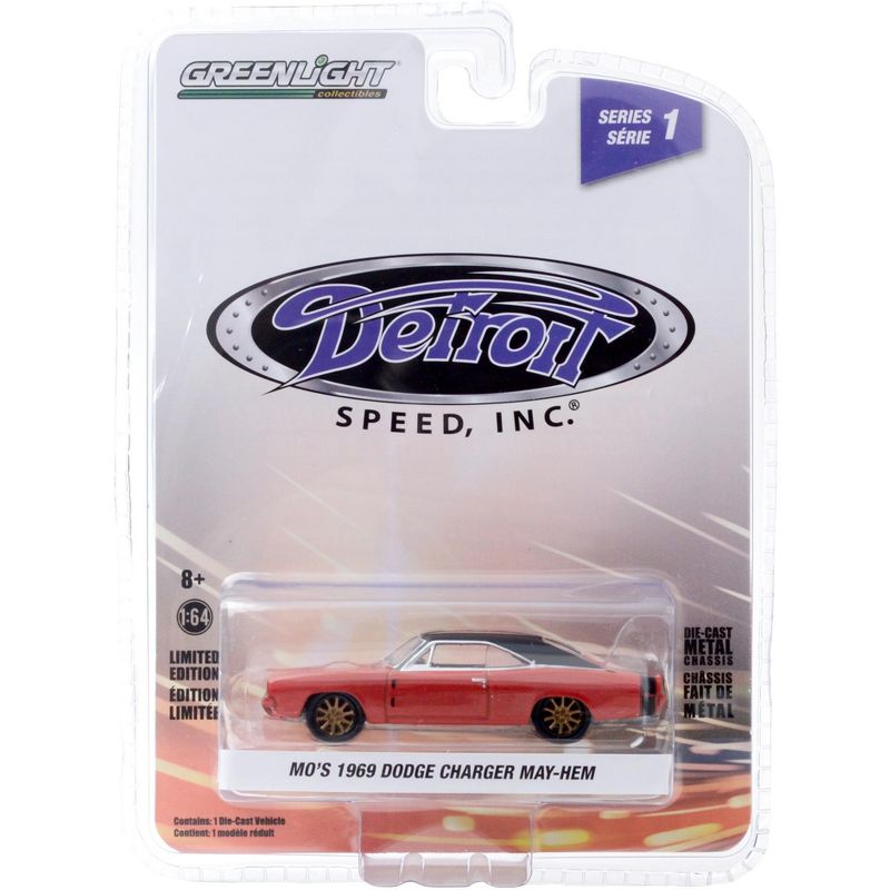 1969 Dodge Charger May/Hem (Mo's) Red with Black Top and Copper Wheels "Detroit Speed, Inc." Series 1 1/64 Diecast Model Car by Greenlight