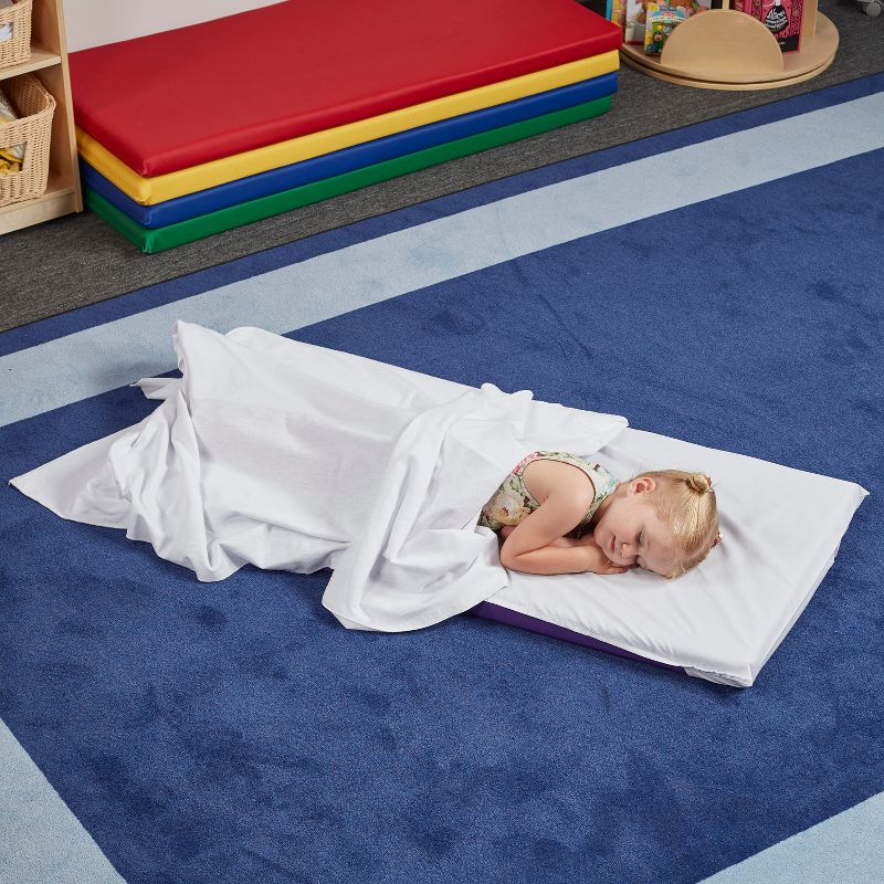 ECR4Kids 12-Pack Rest Time Blanket Cot or Rest Mat Blanket for Daycare or Preschool Nap Time - White