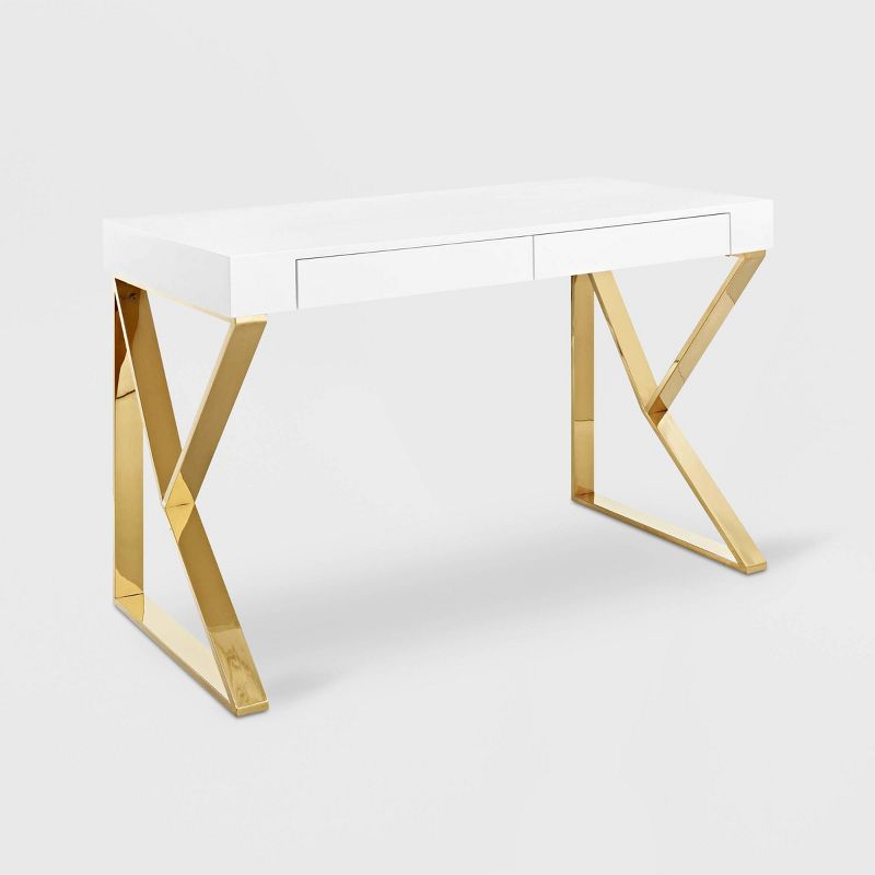 Adjacent Desk White Gold - Modway