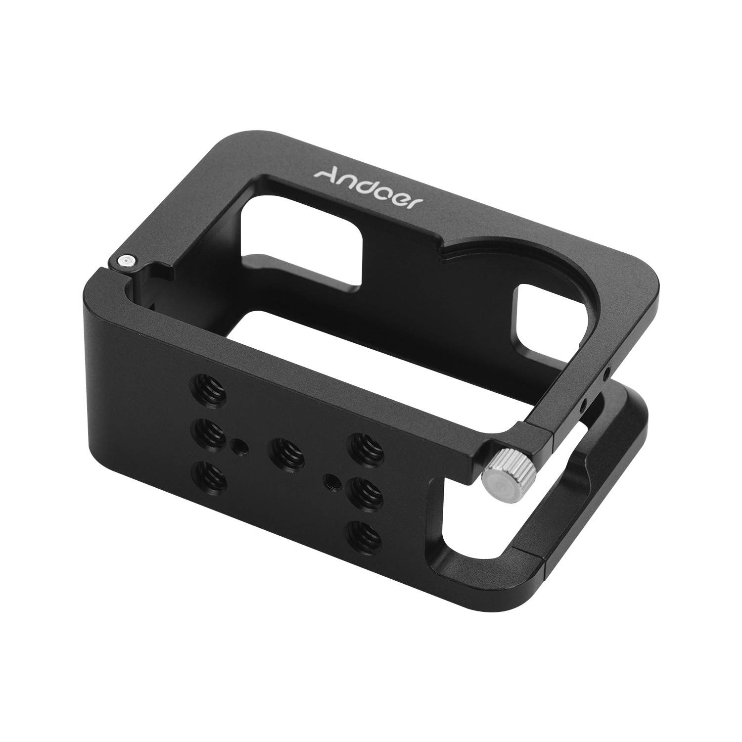 Andoer Metal Camera Cage Compatible with OSMO ACTION Vlogging Shooting Case with Cold Shoe Mount 1/4 Screw Interfaces