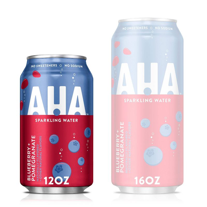 AHA Blueberry + Pomegranate Sparkling Water - 8pk/12 fl oz Cans