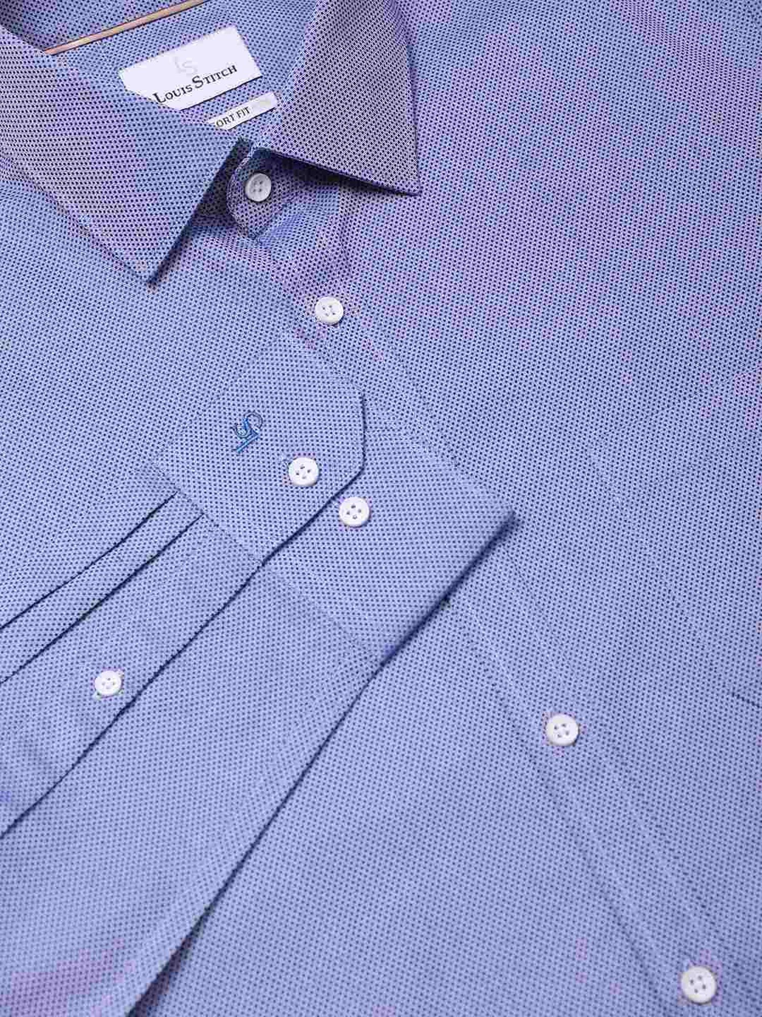 Louis Stitch Blue Cotton Regular Fit Texture Shirt