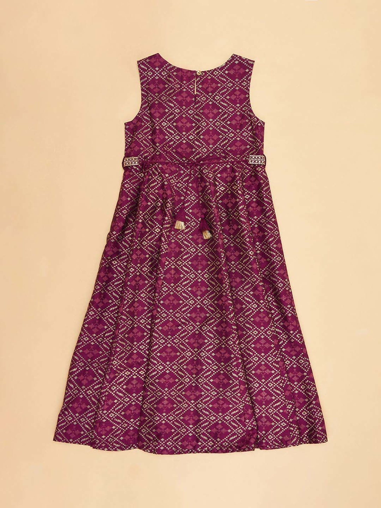 Akkriti by Pantaloons Kids Wine Printed Dress