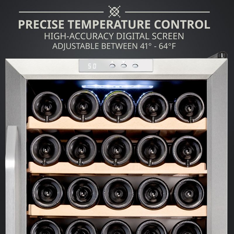 Ivation 34-Bottle Compressor Freestanding Wine Cooler Refrigerator - Stainless Steel