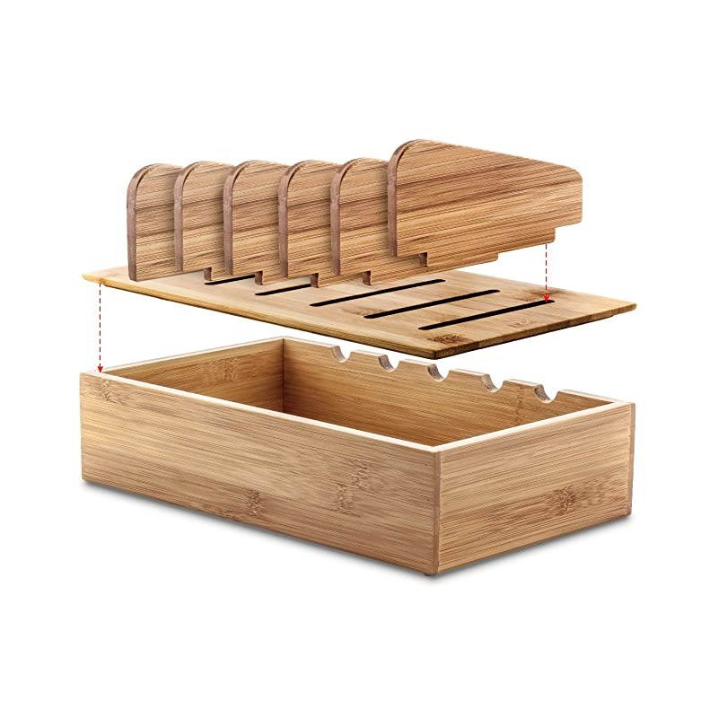 Natural Bamboo Charging Station Rack for Smartphones and Tablets