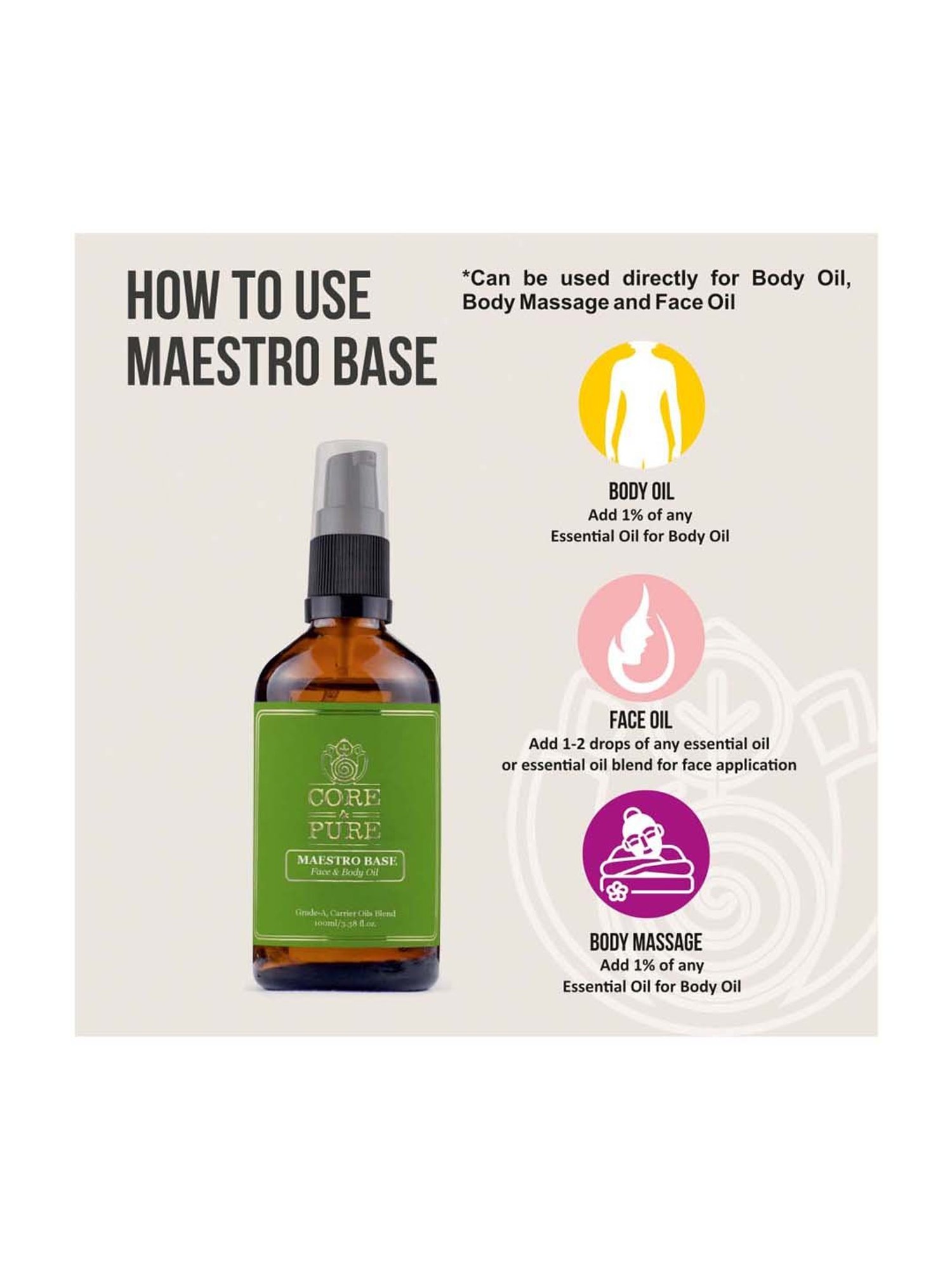 CORE & PURE Maestro Base Face And Body Oil - 100 ml