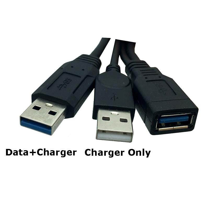 30cm For 2.5" Mobile Hard Disk USB 3.0 Female to Dual USB Male Extra Power Data Y Extension Cable