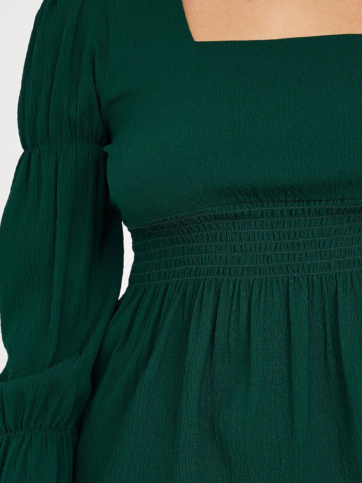 Styli Square Neck Shirred Waist Peplum Top