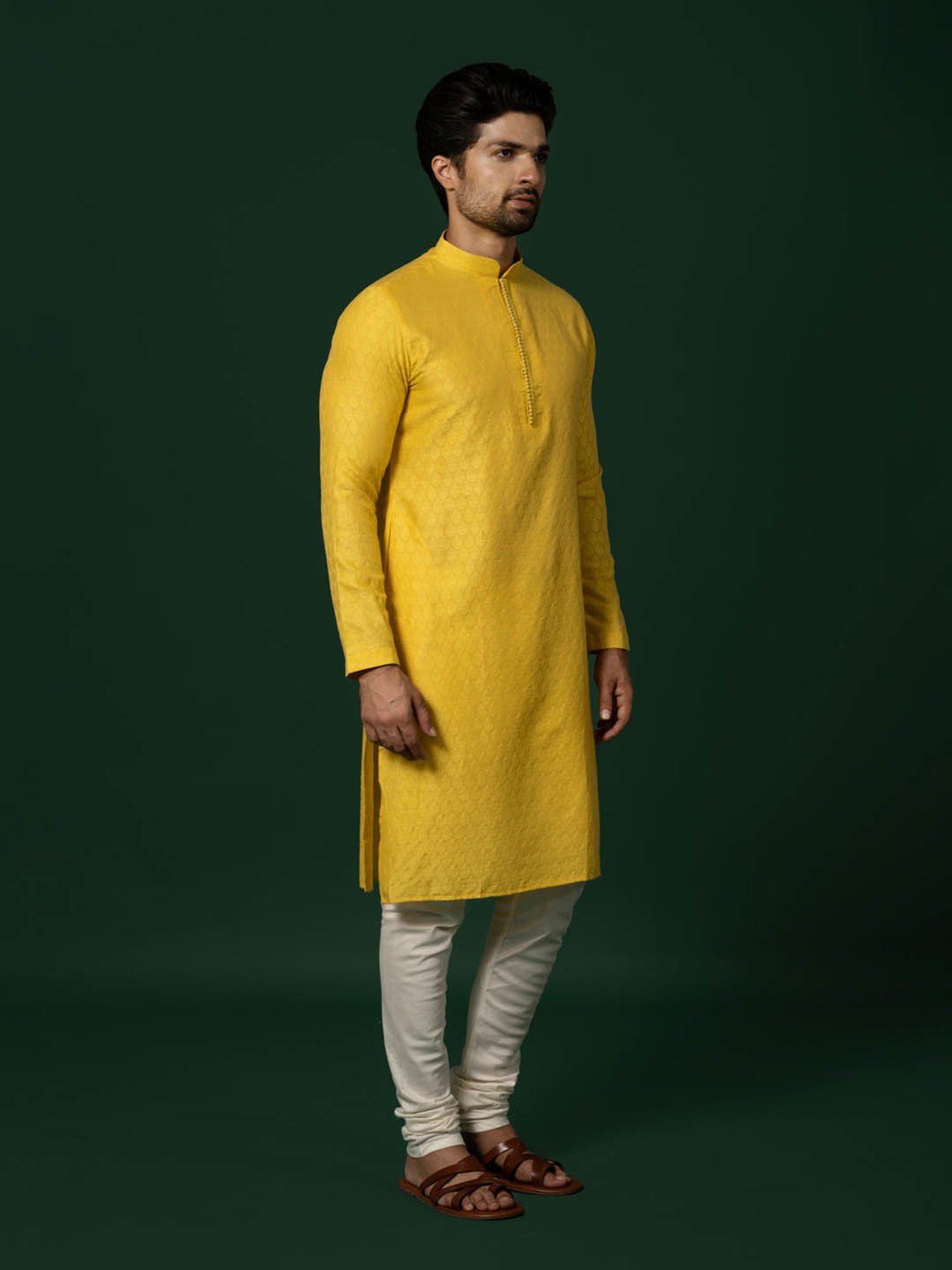 Manthan Fawn & White Regular Fit Kurta