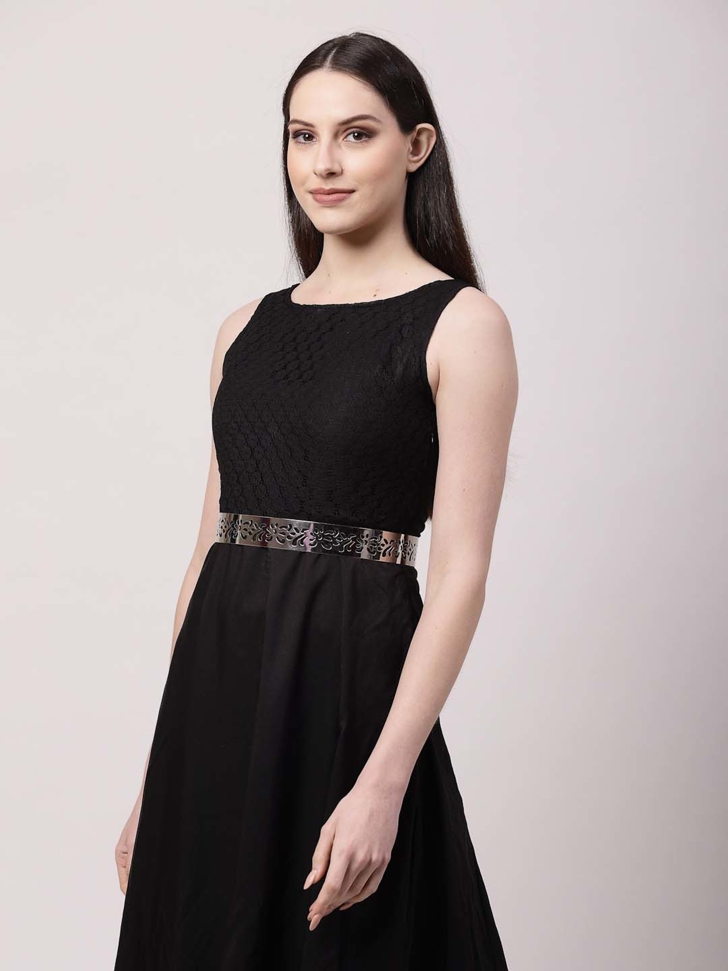 NVR Circular Silver- Plated Adjustable Broad Belt for Women