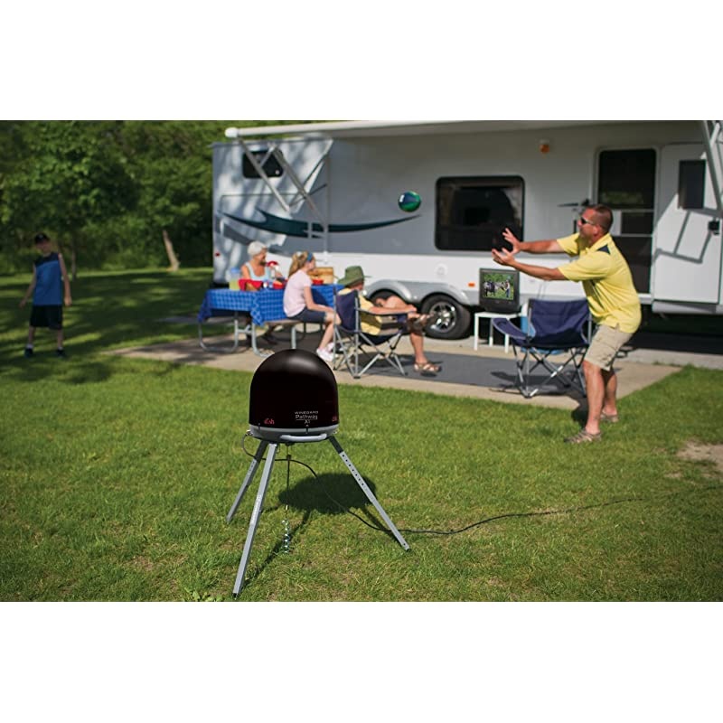 PA2035R Pathway X1 Automatic Portable Truck Satellite TV Antenna with DISH Wally Receiver Bundle (Trucking Satellite Antenna, Optional Mounts) - Black