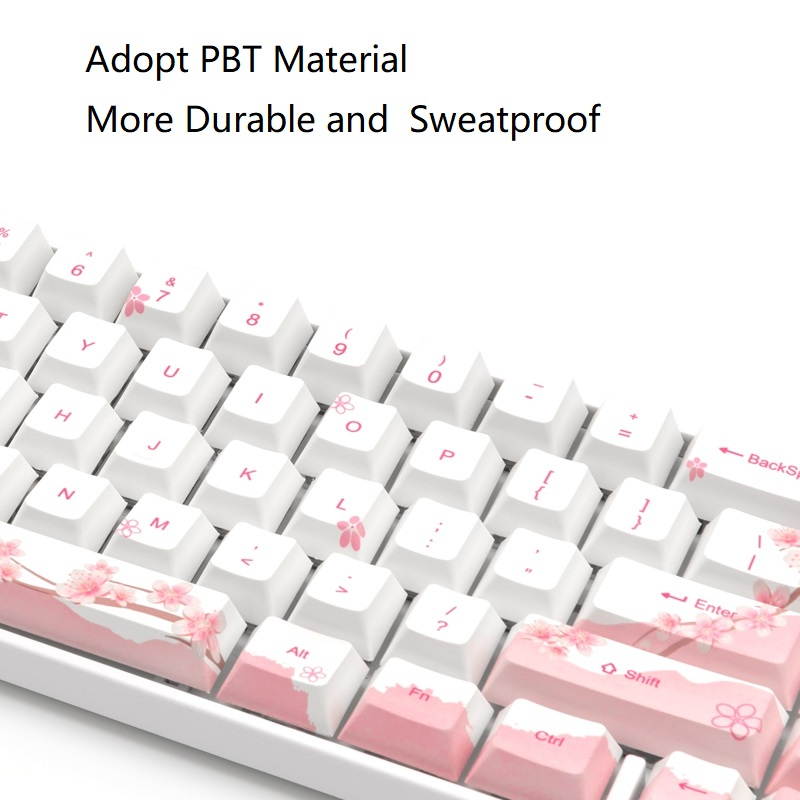 RK71 Mechanical Keyboard RGB Backlit 71 Keys Small Compact Gaming Keyboard, PBT Keycaps Wired/Wireless Bluetooth Mini Keyboard for iOS Android Windows PC and MacOS, Blue Switch( Cherry Blossom)