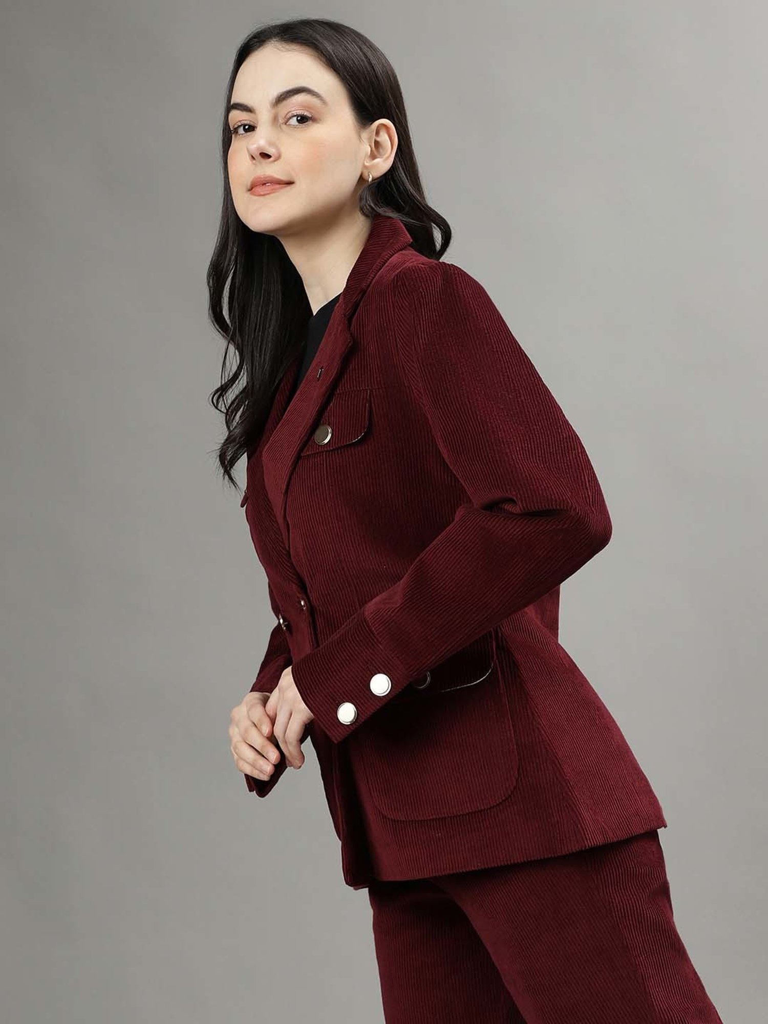 Iconic Women Textured Regular Fit Cotton Blazers